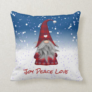 Plaid Gnome Throw Pillow