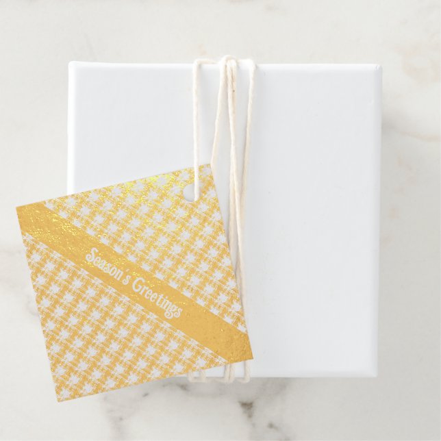Plaid Gold Foil Favor Tags (With Box)