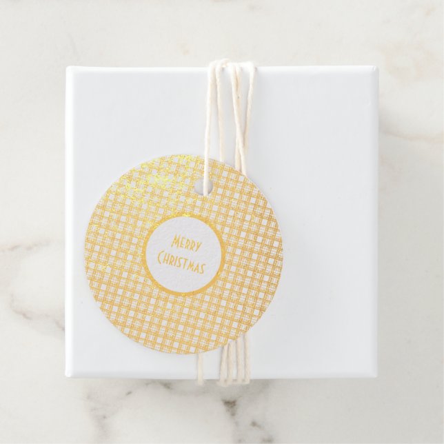 Plaid Gold Foil Favor Tags (With Box)