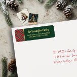 Plaid Gold Foil Script Christmas Return Address Label<br><div class="desc">Red and Green Plaid Gold Foil Script Christmas Return Address labels featuring our modern typography of Merry Christmas in faux gold foil on a festive holiday background plaid of red, green, white, and stripes of more faux gold foil, set at a cozy angle. Designed by Cedar & String; please contact...</div>