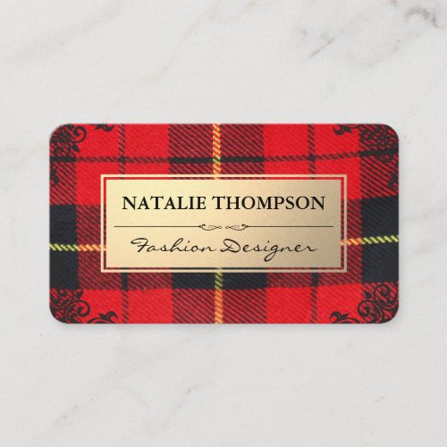 Plaid | Gold Metallic | Fabric Business Card