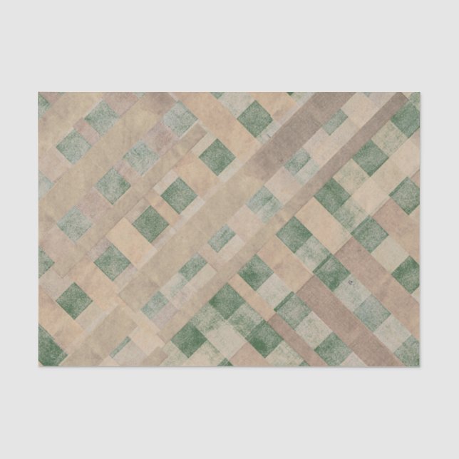 Plaid Gone Bad Grunge Green Gold Tissue Paper (Front)