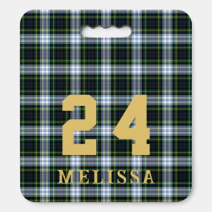 Plaid Gordon Name and Number Rustic Tartan Seat Cushion