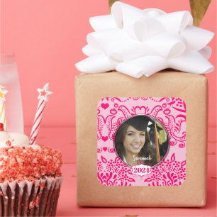 Plaid Graduation or Sweet Sixteen Photo Stickers