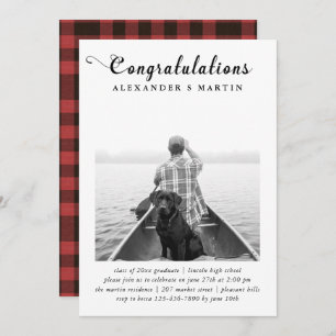 Plaid Graduation Party Photo Announcement