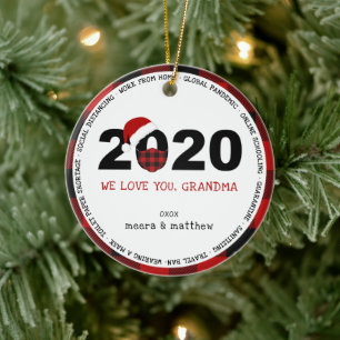 Plaid Grandma Photo 2020 COVID19 Ceramic Ornament