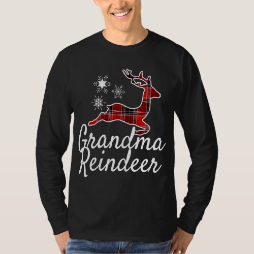 Plaid Grandma Reindeer Christmas Red Black Pajamas T_Shirt