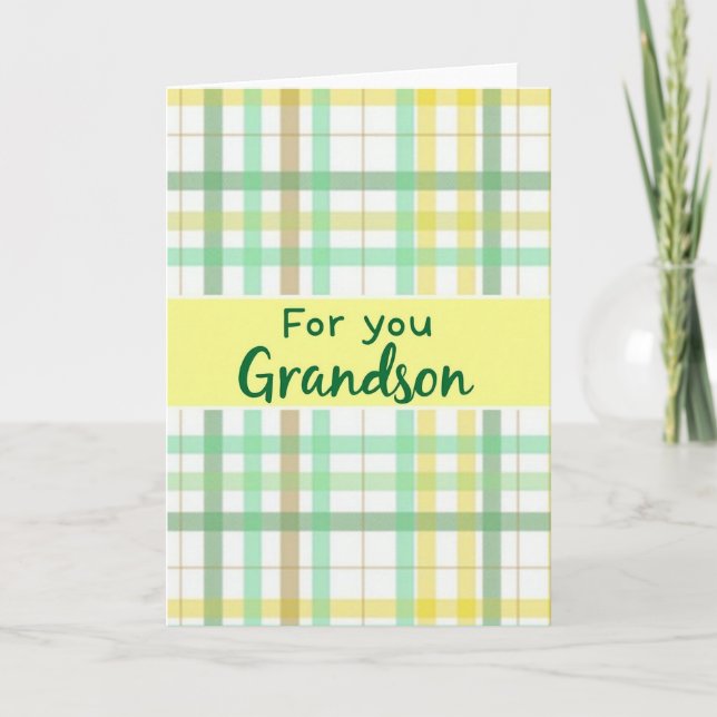 Plaid Grandson For You Card (Front)