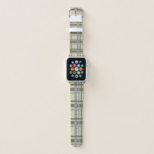Plaid gray and cream apple watch band