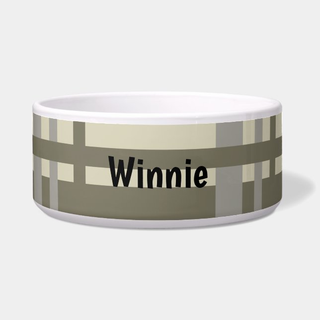 Plaid gray and cream bowl (Front)