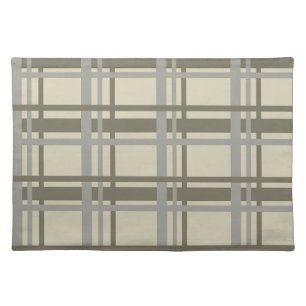 Plaid gray and cream cloth placemat