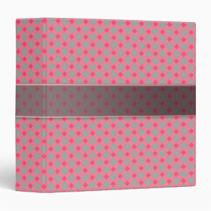 Plaid , gray and pink 3 ring binder