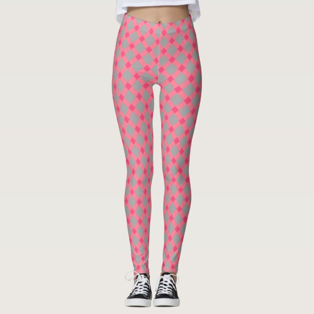 Plaid , gray and pink leggings (Front)