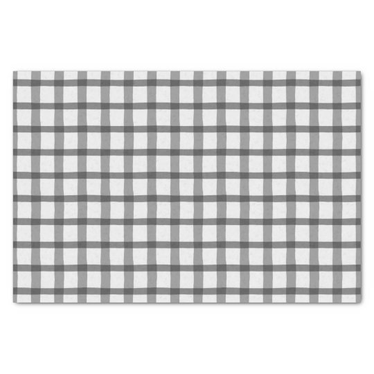 Plaid Gray and White Buffalo Check Tissue Paper