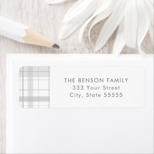 Plaid Gray White Return Label