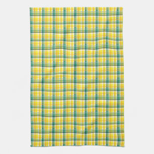 Plaid Green And Yellows Towel