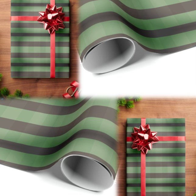 Plaid Green Black Brown Grunge Distressed Check Wrapping Paper (Creator Uploaded)