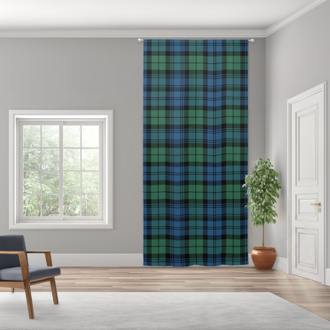 Plaid Green Blue Pattern Rustic Campbell Tartan Blackout Curtains (Wide)