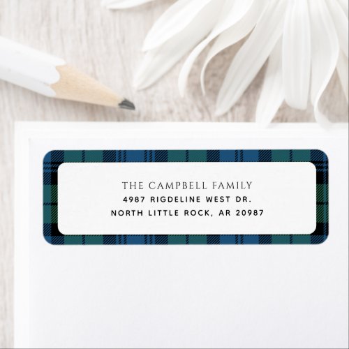 Plaid Green Check Christmas Tartan Return Address Label