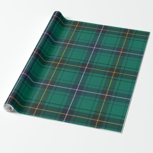 Plaid Green Check Elegant Clan Henderson Tartan Wrapping Paper