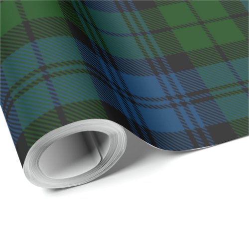 Plaid Green Checkered Campbell Military Tartan Wrapping Paper