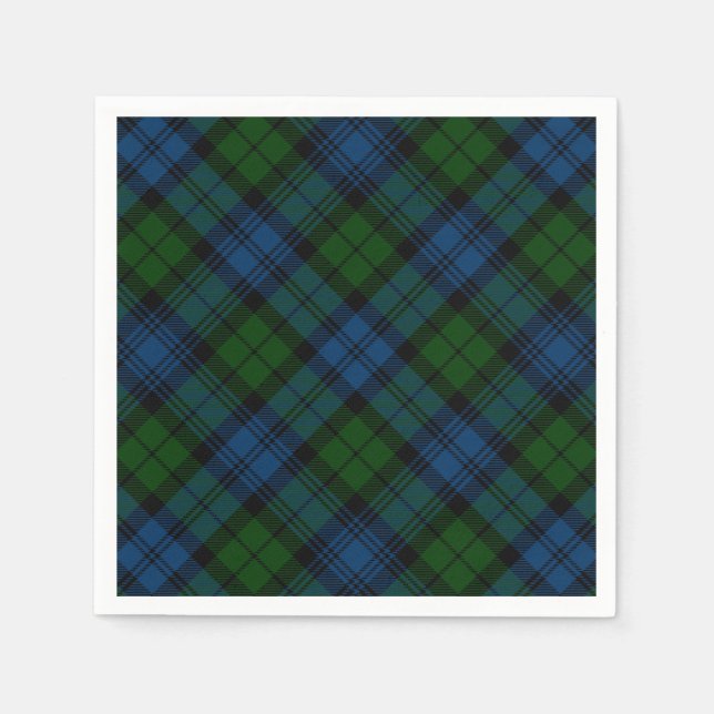 Plaid Green Christmas Holidays Rustic Tartan Paper Napkins (Front)