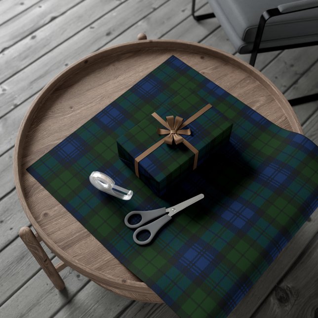Plaid Green Christmas Holidays Rustic Tartan Wrapping Paper (Plaid Campbell Military Tartan Wrapping Paper)