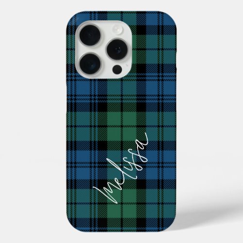 Plaid Green Classic Rustic Campbell Tartan iPhone 15 Pro Case