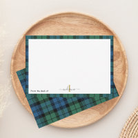 Plaid Green Monogram Script Rustic Name Tartan