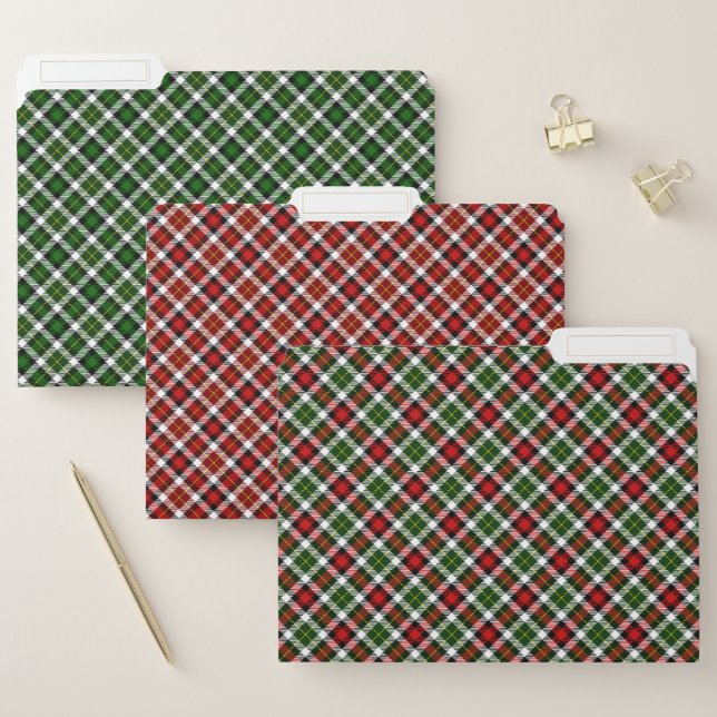  Plaid  Green, Red and Black File Folder (Set)