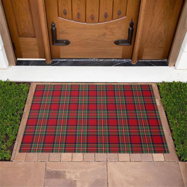 Plaid Green Red Blue Stewart Tartan Doormat (Outdoor)
