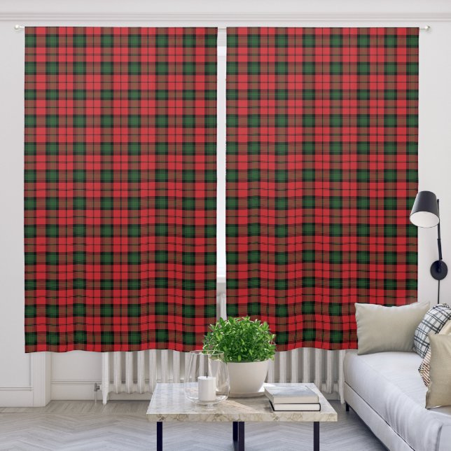 Plaid Green Red Rustic Tartan Blackout Curtains (Living Room)