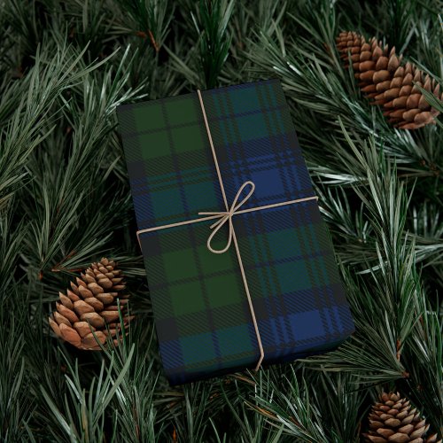 Plaid Green Rustic Campbell Military Tartan Wrapping Paper