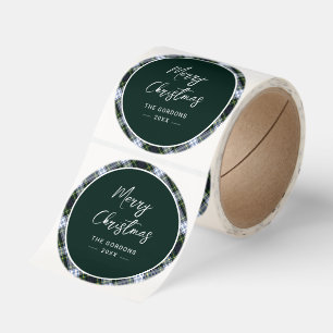 Plaid Green Rustic Clan Gordon Tartan Classic Round Sticker