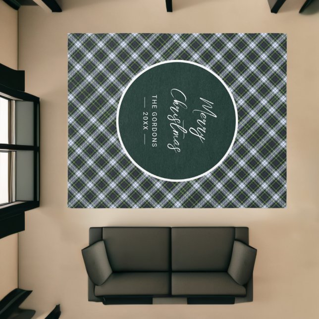 Plaid Green Rustic Clan Gordon Tartan Holiday Rug (Insitu (Indoor 1))