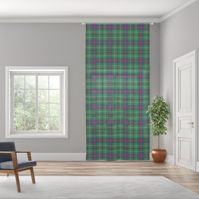 Plaid Green Rustic Highlands Tartan Sheer Curtains (Wide)