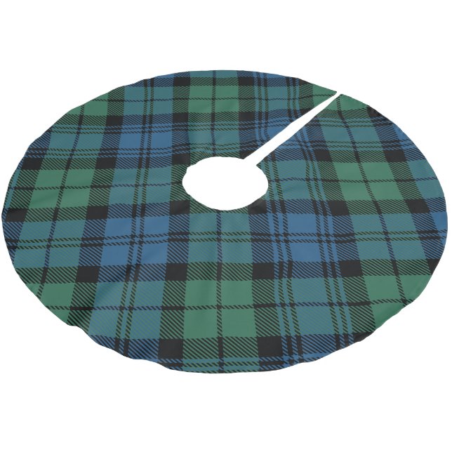 Plaid Green Rustic Holiday Campbell Tartan Brushed Polyester Tree Skirt (Angled)