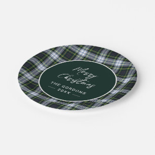 Plaid Green Script Rustic Clan Gordon Tartan Paper Plates