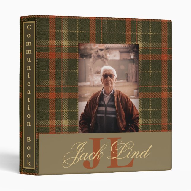 Plaid green Visitor Communication  3 Ring Binder (Front/Spine)