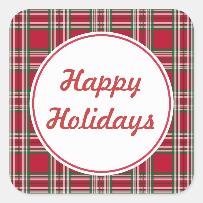 Download Plaid Happy Holidays Stickers Zazzle Com