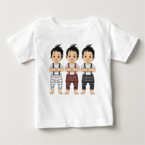 Plaid Harmony The Colorful Trio Baby T_Shirt