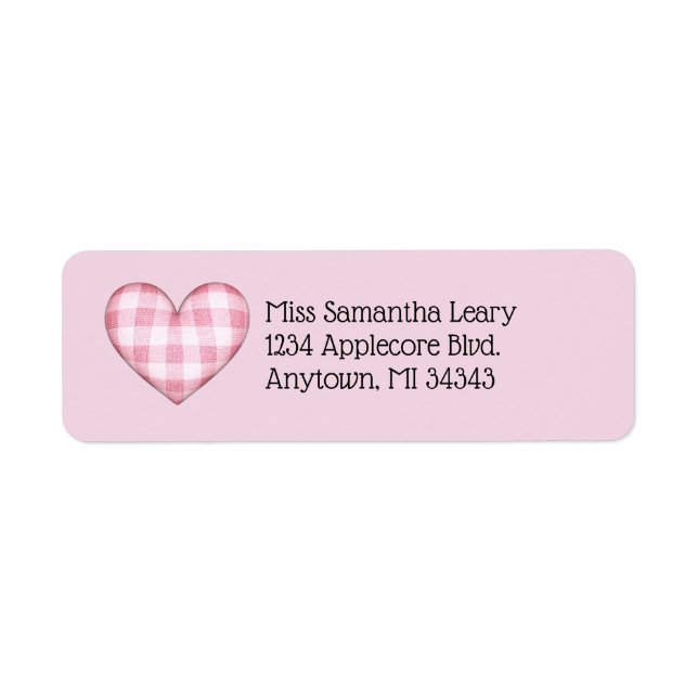 Plaid Heart 3D Address with Custom Text Label (Front)
