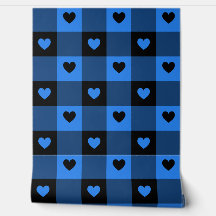 Plaid & Hearts Cute Fun Black & Blue Boys Nursery