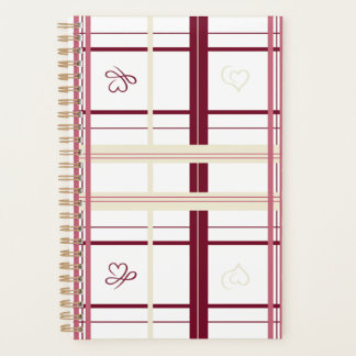 Plaid Hearts Spiral Planner- Whimsical Burgundy  Planner