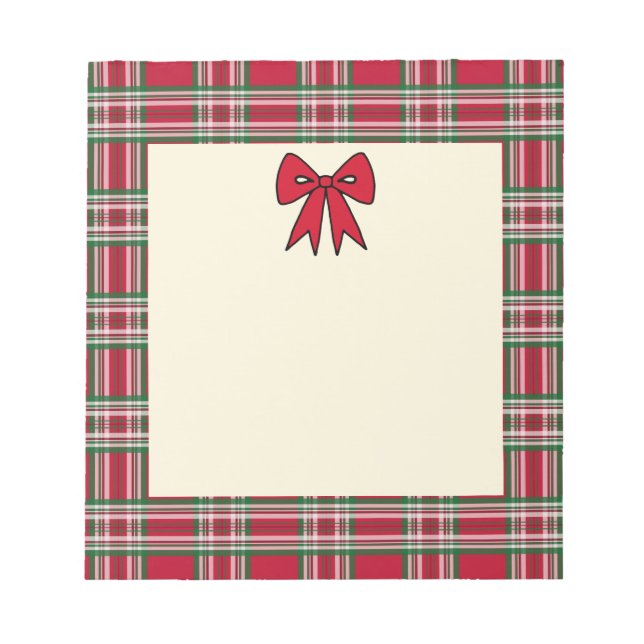 Plaid Holiday Christmas Notepad  (Front)