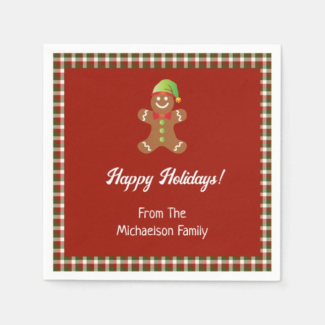 Plaid Holiday Cookie Baking Christmas Napkins (Front)