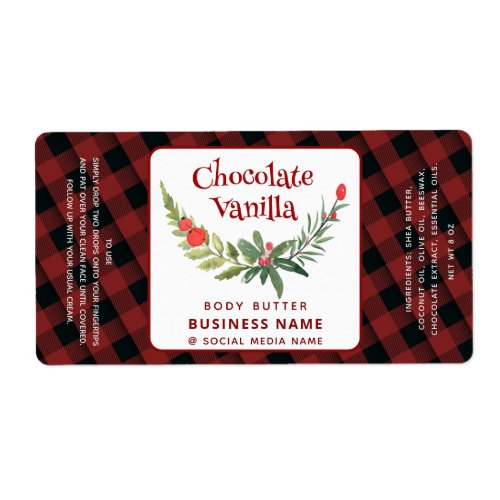 Plaid Holiday holly brunch typography product  Label