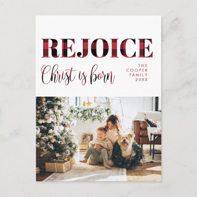 Plaid Holiday Photo Card | Modern Christmas (Front)