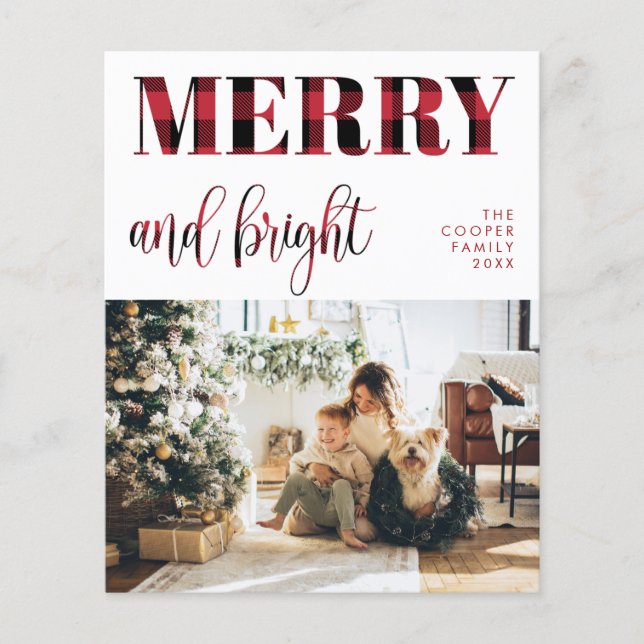 Plaid Holiday Photo Card | Modern Christmas Flyer (Front)