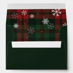 Plaid Holiday Rustic Snowflakes Pattern Envelope